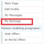 My Earning Menu